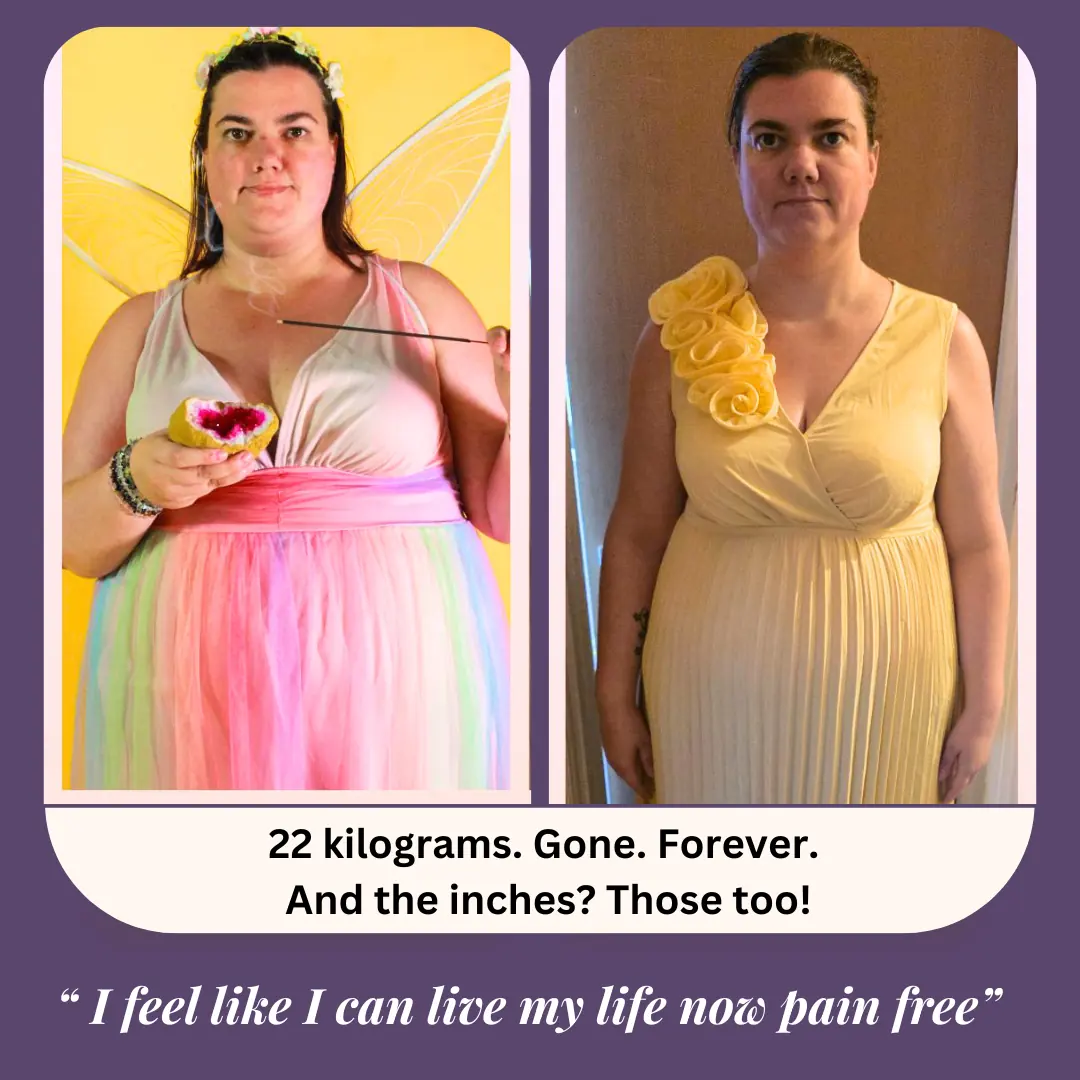 Before and after photos of a member who lost 22 kilograms